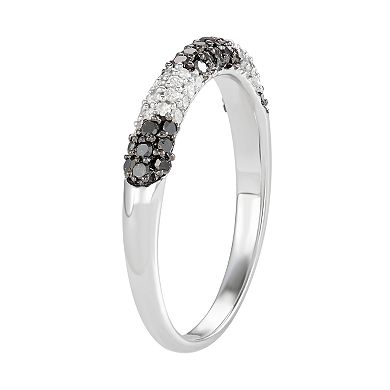 Sterling Silver 1/2 Carat T.W. Black & White Diamond Ring