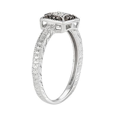 Sterling Silver 1/10 Carat T.W. Black & White Diamond Square Ring
