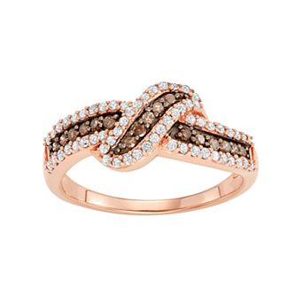 HDI 14k Rose Gold Over Silver 1/2 Carat T.W. Brown & White Diamond Ring