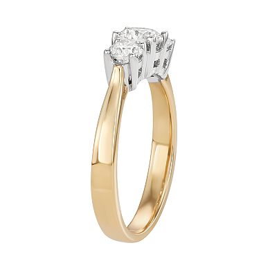 14k Gold 1 Carat T.W. IGI Certified Diamond 3-Stone Engagement Ring