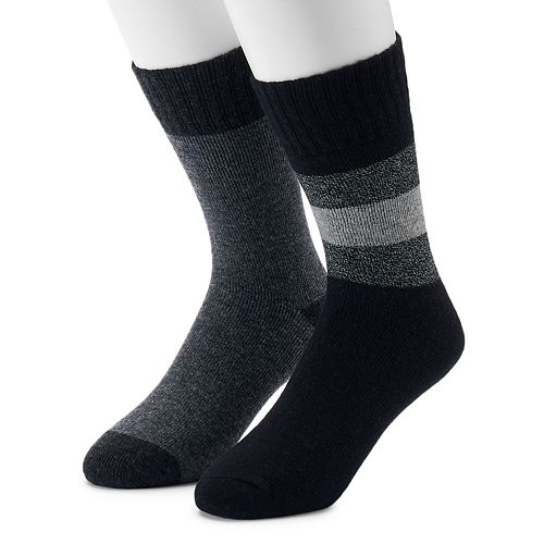 Men's Croft & Barrow® 2-Pack Wool Blend Marl Striped Boot Crew Socks