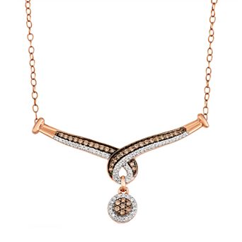 HDI 10k Rose Gold 1/2 Carat T.W. Brown & White Diamond Swirl Necklace