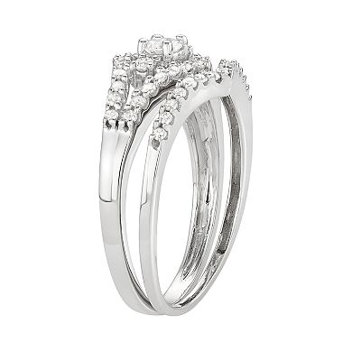 10k White Gold 1/2 Carat T.W. Diamond Engagement Ring Set