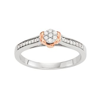 HDI Two Tone 10k White Gold 1/6 Carat T.W. Diamond Cluster Ring