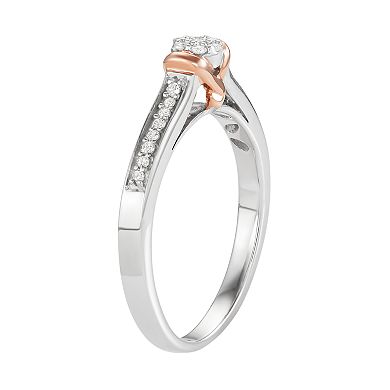 HDI Two Tone 10k White Gold 1/6 Carat T.W. Diamond Cluster Ring