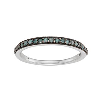 HDI 14k White Gold 1/4 Carat T.W. Blue Diamond Stack Ring