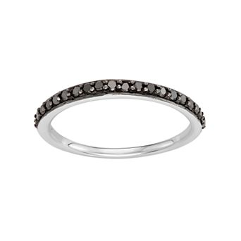 HDI 14k White Gold 1/4 Carat T.W. Black Diamond Stack Ring