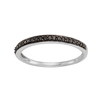 HDI 14k White Gold 1/10 Carat T.W. Black Diamond Stack Ring