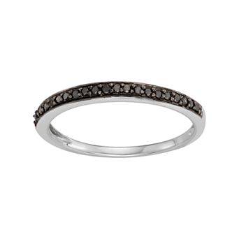 HDI 14k White Gold 1/10 Carat T.W. Black Diamond Stack Ring