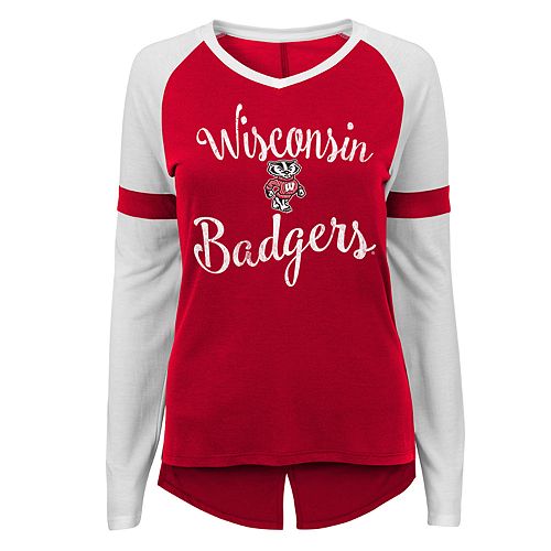 Juniors' Wisconsin Badgers Split Back Raglan Tee