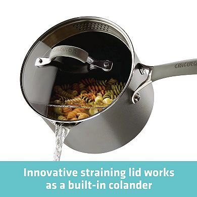 Circulon Elementum Hard-Anodized 3-quart Nonstick Covered Straining Saucepan