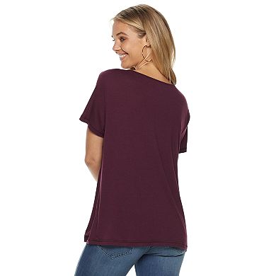 Juniors' SO® Lace-Up Tee