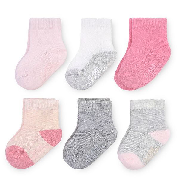 Baby Girl Fruit of the Loom® 6-pack Pink Crew Socks