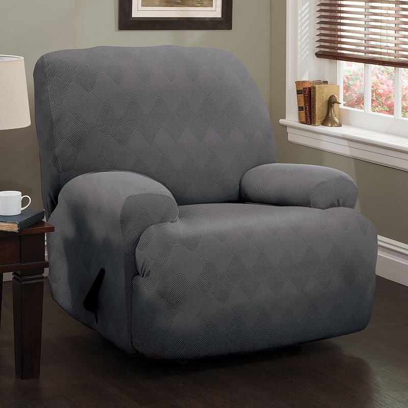 UPC 849203012294 product image for Jeffrey Home Stretch Sensations Stretch Optic Jumbo Recliner Slipcover, Grey | upcitemdb.com