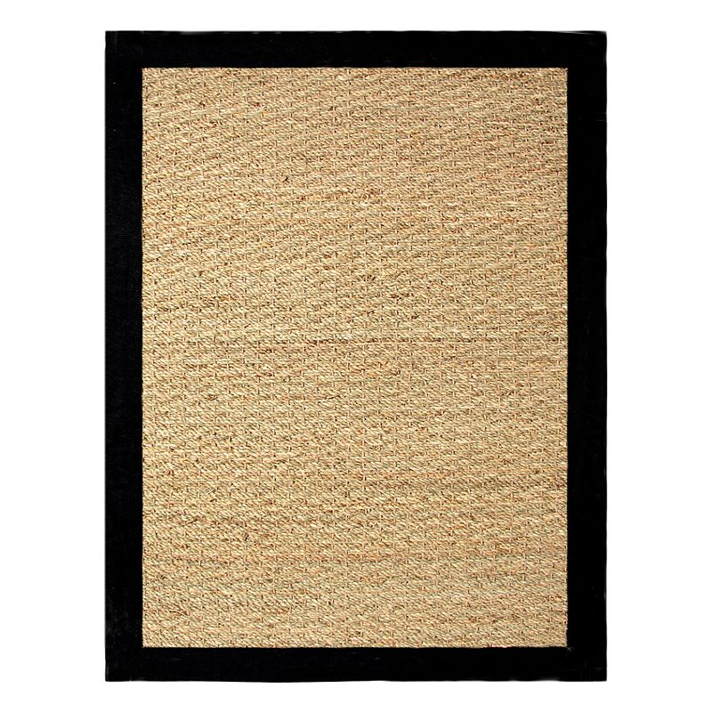 Chesapeake Seagrass Framed Solid Rug, Black, 5X7 Ft