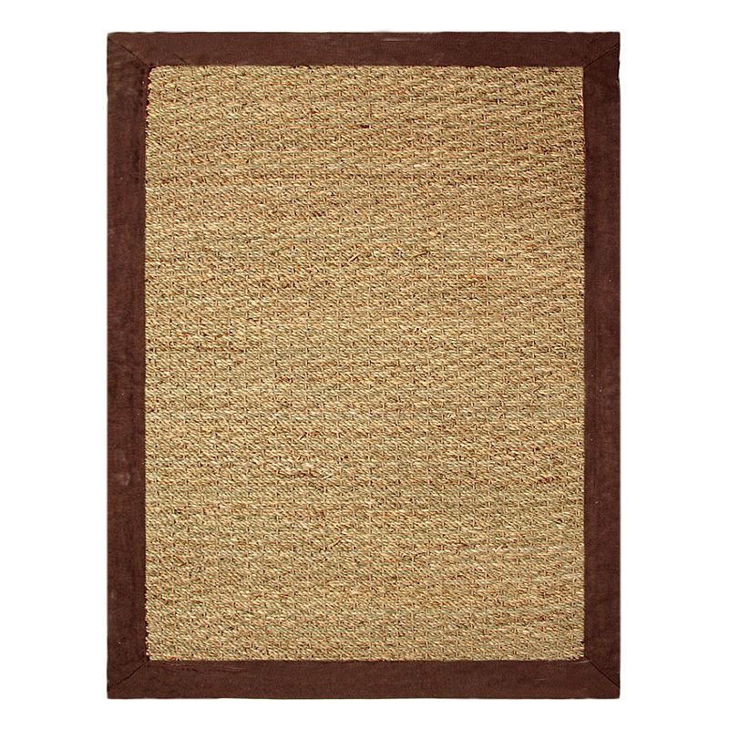 Chesapeake Seagrass Framed Solid Rug, Brown, 5X7 Ft