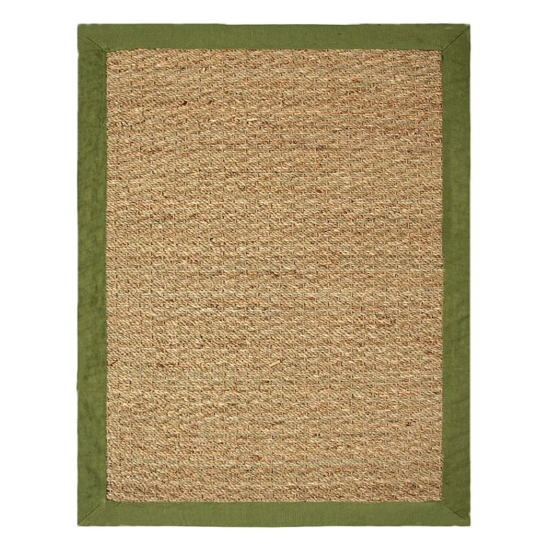 Chesapeake Seagrass Framed Solid Rug, Lt Green, 5X7 Ft