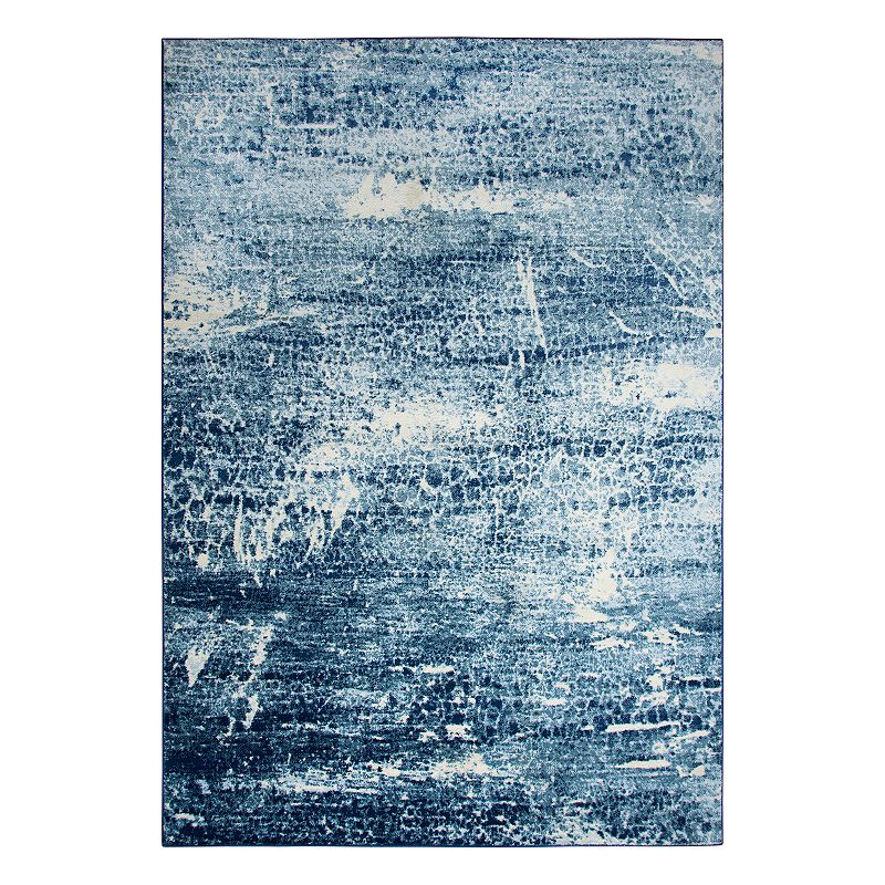Rizzy Home Encore Contemporary Abstract II Solid Rug, Blue, 8X10 Ft
