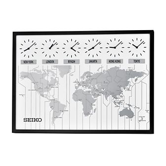 Seiko Six City World Time Wooden Wall Clock - QXA538KLH