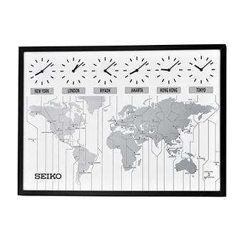 Seiko Six City World Time Wooden Wall Clock - QXA538KLH