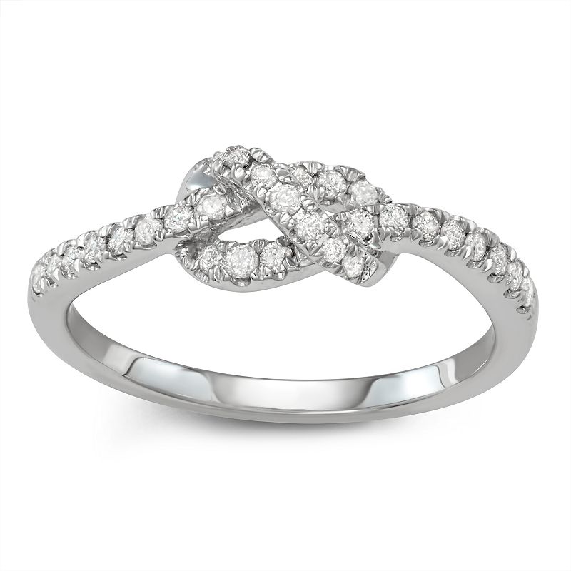 10k Gold 1/4 Carat T.W. Diamond Knot Ring, Womens, Size: 6, White