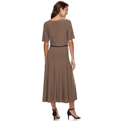 nina leonard midi dress Nina Leonard Midi Length Smocked Flutter Sleeve Dress - Black