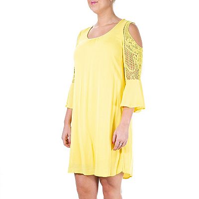 Women s Nina Leonard Crochet Cold Shoulder Swing Dress