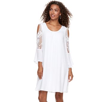 Women's Nina Leonard Crochet Cold-Shoulder Swing Dress