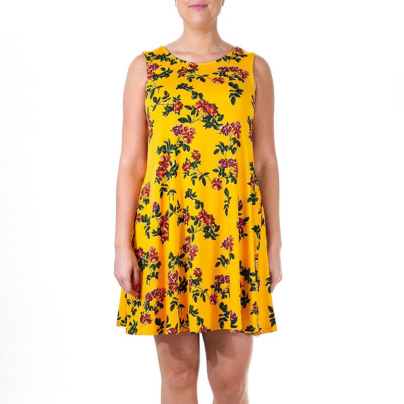Women's Nina Leonard Floral Swing Dress, Size: XL, Yellow | Kohl's
