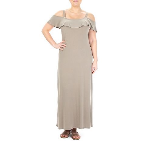 Женские платья Nina Leonard Women's Nina Leonard Print Cold-Shoulder Maxi Dress