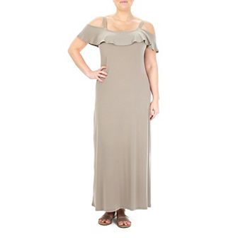 Women's Nina Leonard Print Cold-Shoulder Maxi Dress