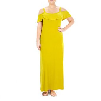 Women's Nina Leonard Print Cold-Shoulder Maxi Dress