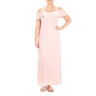Women's Nina Leonard Print Cold-Shoulder Maxi Dress