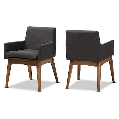 Baxton Studio Mid-Century Arm Dining Chair 2-piece Set 