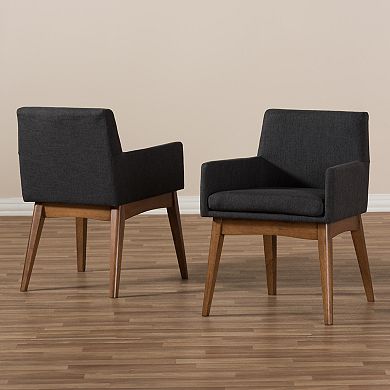 Baxton Studio Mid-Century Arm Dining Chair 2-piece Set 