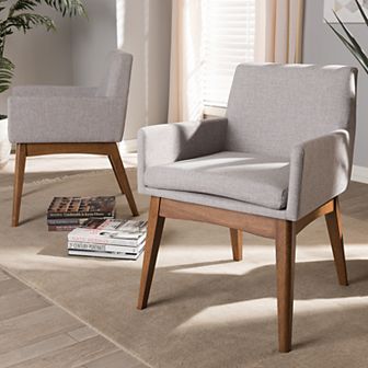 Baxton Studio Mid-Century Arm Tapered Leg Dining Chair 2 pc Set