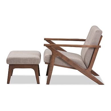 Baxton Studio Bianca Gray Mid-Century Arm Chair & Ottoman 2-piece Set