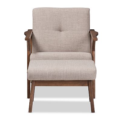 Baxton Studio Bianca Gray Mid-Century Arm Chair & Ottoman 2-piece Set