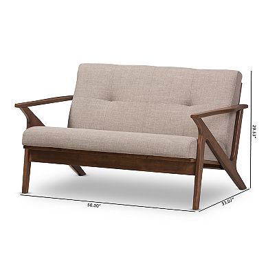 Baxton Studio Bianca Gray Mid-Century Modern Loveseat 