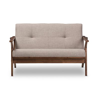 Baxton Studio Bianca Gray Mid-Century Modern Loveseat 