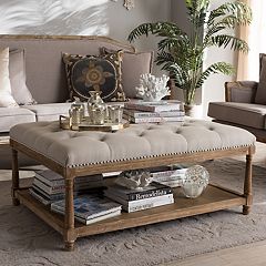 Beig khaki Baxton Studio Living Room Ottomans Poufs Furniture