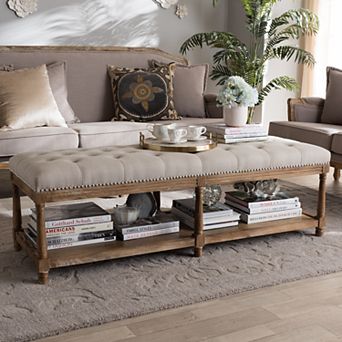 Baxton Studio Celeste Rustic Coffee Table Bench