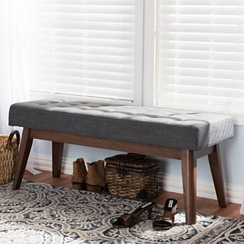 Baxton Studio Elia Mid-Century Upholstered Bench