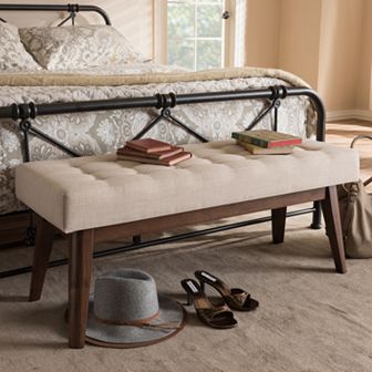 Baxton Studio Elia Mid-Century Upholstered Bench