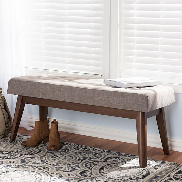 Baxton Studio Elia Mid-Century Upholstered Bench