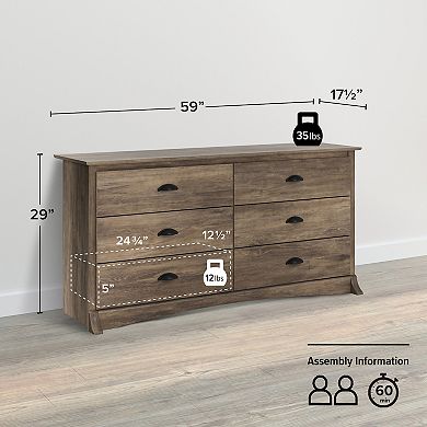 Prepac Salt Spring 6-Drawer Dresser