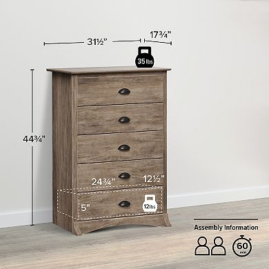 Prepac Salt Spring 5-Drawer Dresser