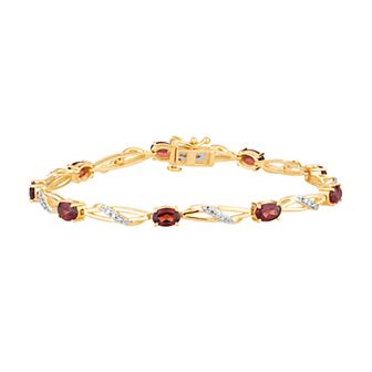 10k Gold Garnet & 1/5 Carat T.W. Diamond Bracelet
