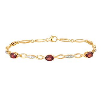 10k Gold Garnet & 1/10 Carat T.W. Diamond Bracelet