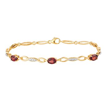 LOVEABLES 10k Gold Garnet & 1/10 Carat T.W. Diamond Bracelet